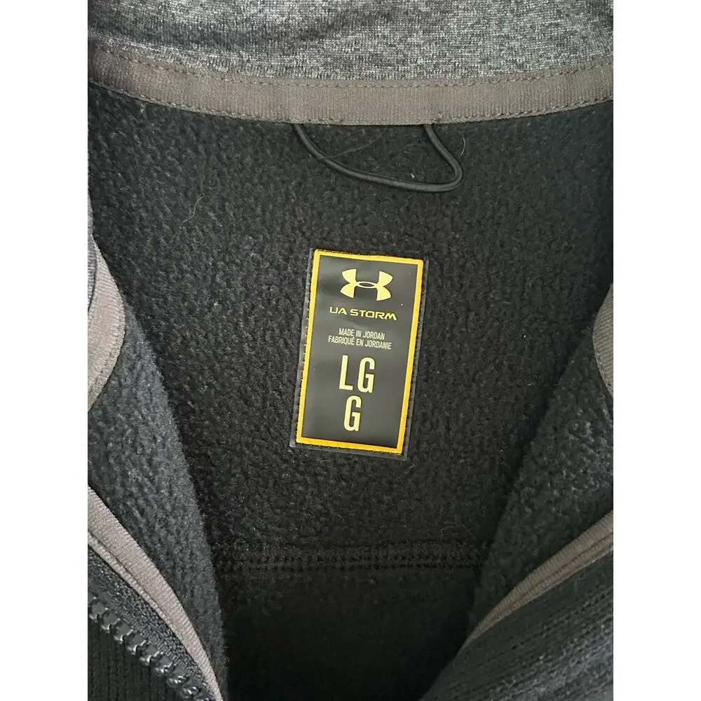 Under Armour Men’s Large Full Zip Knit Storm Jacket Black Size L Zip Up Pockets